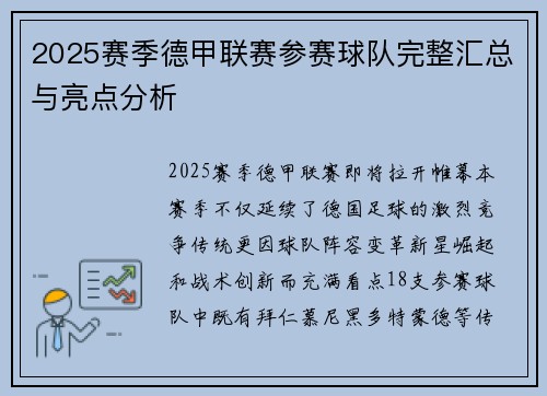 2025赛季德甲联赛参赛球队完整汇总与亮点分析